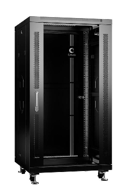 Шкаф монтажный телекоммуникационный напольный SH-05C-22U60/100-BK 19дюйм для распред. и серверн. оборудования 22U 600х1000х1166мм передн. стеклян. и задн. сплошн. метал. двери ручка с замком черн. (RAL 9004) Cabeus 8540c