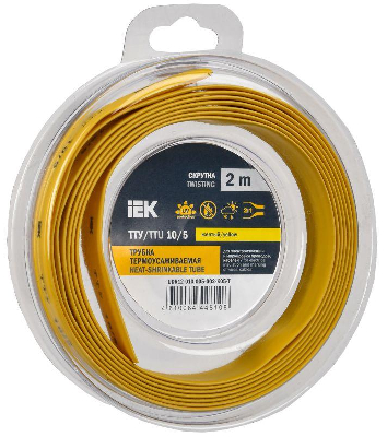 Трубка термоусадочная ТТУ нг-LS 10/5 желт. (уп.2м) IEK UDR12-010-005-002-K05-T