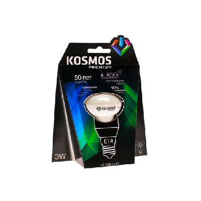 Лампа светодиодная KOSMOS premium 3Вт REFLECTOR 39мм E14 230В 4500К Космос KLED3wR39230vE1445