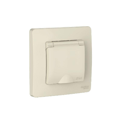 Розетка 1-м СП Blanca 16А IP44 250В с заземл. защ. шторки с крышкой молочн. SE BLNRS441112