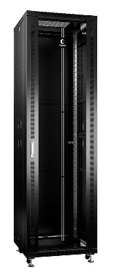 Шкаф монтажный телекоммуникационный напольный SH-05C-42U60/100-BK 19дюйм для распред. и серверн. оборудования 42U 600х1000х2055мм передн. стеклян. и задн. сплошн. метал. двери ручка с замком черн. (RAL 9004) Cabeus 8544c