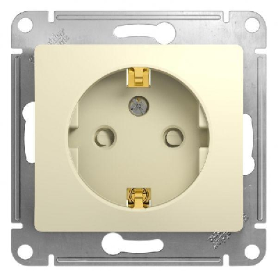 Механизм розетки 1-м СП Glossa 16А защ. шторки с заземл. беж. SchE GSL000245
