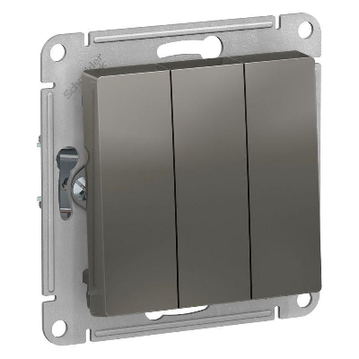 Механизм выключателя 3-кл. СП AtlasDesign 10А IP20 (сх. 1+1+1) 10AX сталь SchE ATN000931