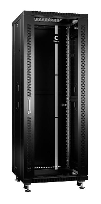 Шкаф монтажный телекоммуникационный напольный SH-05C-37U60/80-BK 19дюйм для распред. и серверн. оборудования 37U 600х800х1833мм передн. стеклян. и задн. сплошн. метал. двери ручка с замком черн. (RAL 9004) Cabeus 8575c