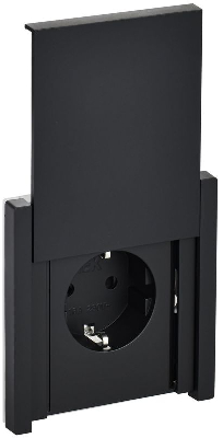 Розетка СП FORTE&PIANO16А IP44 FP119 с заземл. защ. шторки с крышкой безвинт. крепл. черн. IEK FP-R16-16-1-44-K02