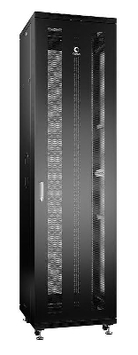 Шкаф монтажный телекоммуникационный напольн. ND-05C-47U60/60-BK 19дюйм 47U 600х600х2277мм для распределит. и серверн. оборудования; передн. и задн. перфорир. двери ручка с замком RAL 9004 черн. Cabeus 8553c