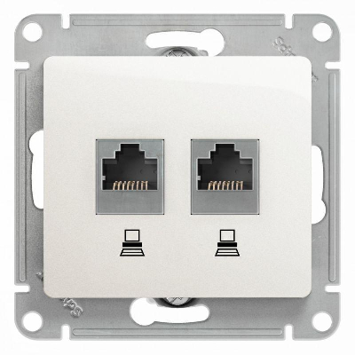 Розетка компьютерная 2-м Glossa RJ45 кат.5E механизм перламутр. SchE GSL000685KK