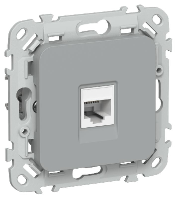 Розетка компьютерная СП FLITE РК6-1-0-ФлС RJ45 кат.6 UTP механизм сер. IEK FI-K12-2-K03