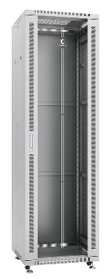 Шкаф монтажный телекоммуникационный напольный SH-05C-42U60/60 19дюйм для распред. и серверн. оборудования 42U 600х600х2055мм передн. стеклян. и задн. сплошн. метал. двери ручка с замком сер. (RAL 7035) Cabeus 7047c