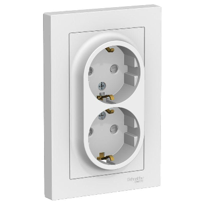 Розетка 2-м AtlasDesign 16А с заземл. защ. шторки в сборе бел. SchE ATN000126