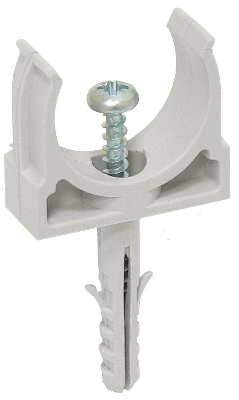 Держатель для труб (клипса) CT25 с защелкой и дюбелем IEK CTA10D-CT25-K41-100