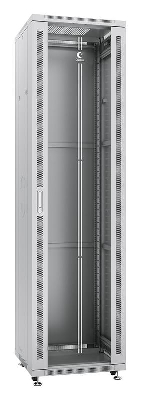 Шкаф монтажный телекоммуникационный напольный SH-05C-47U60/80 19дюйм для распред. и серверн. оборудования 47U 600х800х2277мм передн. стеклян. и задн. сплошн. метал. двери ручка с замком сер. (RAL 7035) Cabeus 7863c