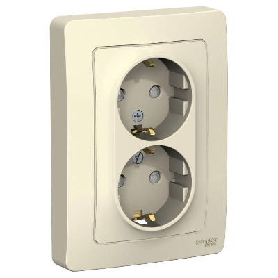 Розетка 2-м СП Blanca 16А IP20 250В с заземл. защ. шторки молоч. SE BLNRS001122