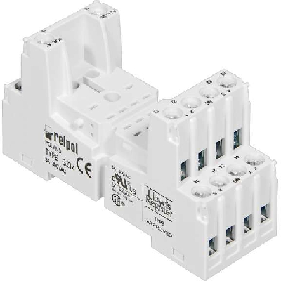Цоколь GZT4 к реле R4 R4N Т-R4 на рейку DIN35 Relpol A8130-856050