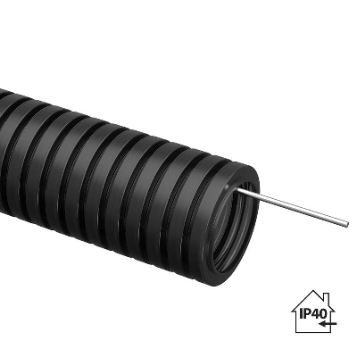 Труба гофрированная ПНД d40мм с протяжкой черн. (уп.15м) TOKOV ELECTRIC TKE-PND40-BL-15