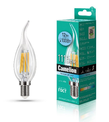 Лампа светодиодная филаментная LED12-CW35-FL/845/E14 12Вт 220В Camelion 13711