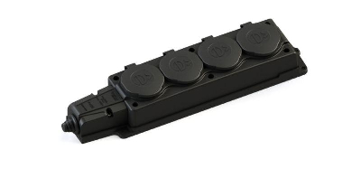 Колодка MultiSet 4х розетка 2К+З 16А/250В IP44 каучуковая черн. SE MST4104BK